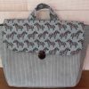 Cartable en velours côtelé bleu / coton imprimé zèbres