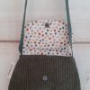Sac bandoulière en velours côtelé Kaki / coton imprimé points zen – Image 3