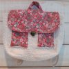 Cartable en tissu Bouclette / coton imprimé fleuri rouge