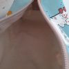 Trousse en coton imprimé bleu dinosaures / coton uni écru – Image 3