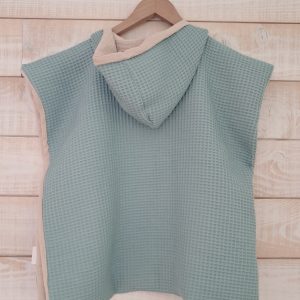Poncho de bain tissu nid d’abeille Aventurine / gaze de coton lin