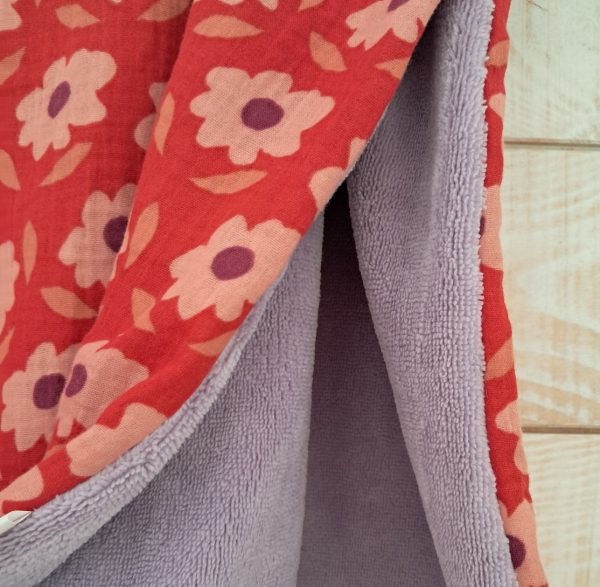 Poncho de bain gaze de coton Floli / micro éponge bambou Lilas – Image 2