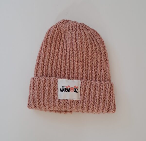 Bonnet 12/24 mois rose pailleté