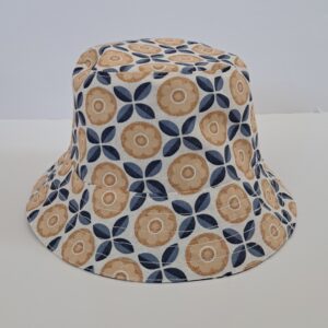 Bob réversible coton imprimé Ancolie Ardoise / coton imprimé Mania Bleu Jaune