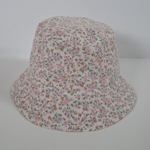 Bob réversible coton imprimé Lisa Lait Fraise / coton imprimé Capri Ecru-Mauve