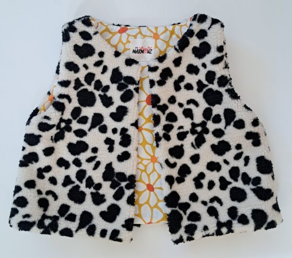 Gilet de berger sherpa mouton Karakulac / coton imprimé April curry