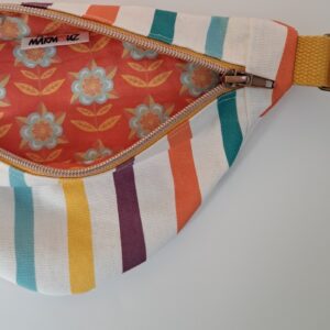 Sac banane enfant toile de coton traits pinceaux multicolores  / coton imprimé pic et poc multicolore