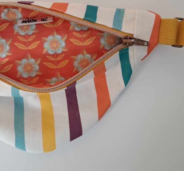 Sac banane enfant toile de coton traits pinceaux multicolores  / coton imprimé pic et poc multicolore – Image 2