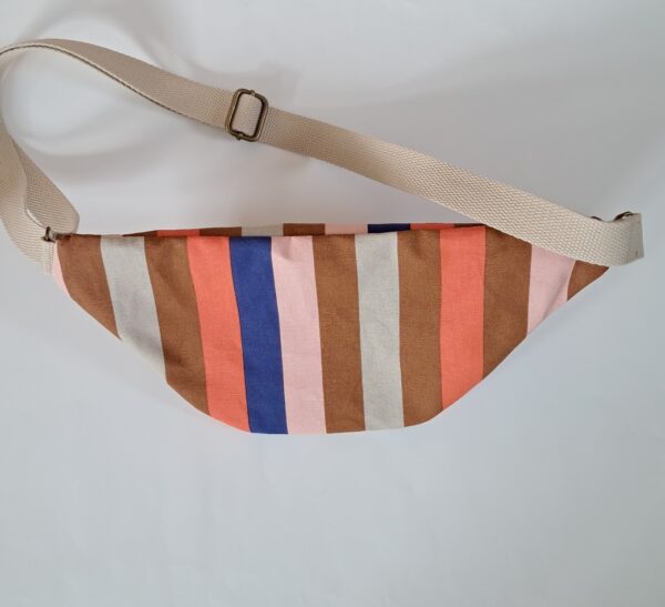 Sac banane ado toile de coton Demi Natté Grazie / coton imprimé Ancolie Ardoise – Image 3