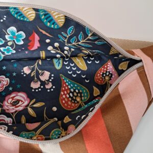 Sac banane ado toile de coton Demi Natté Grazie / coton imprimé Ancolie Ardoise