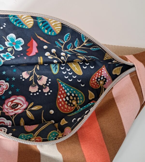 Sac banane ado toile de coton Demi Natté Grazie / coton imprimé Ancolie Ardoise – Image 2