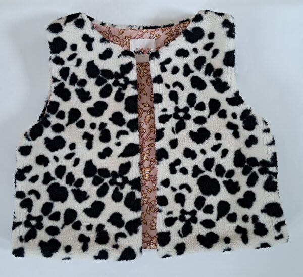 Gilet de berger sherpa mouton Karakula / coton imprimé Jhansi