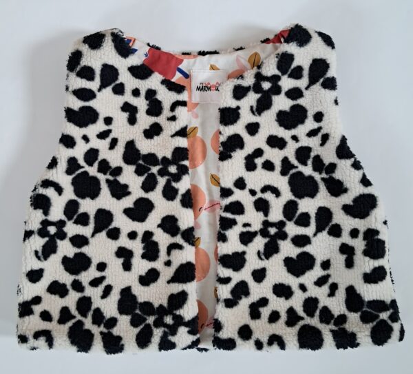 Gilet de berger sherpa mouton Karakulac / coton imprimé Satsuma