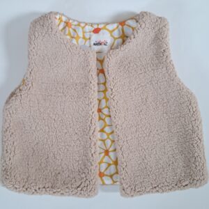 Gilet de berger sherpa Ourson / coton imprimé April Curry