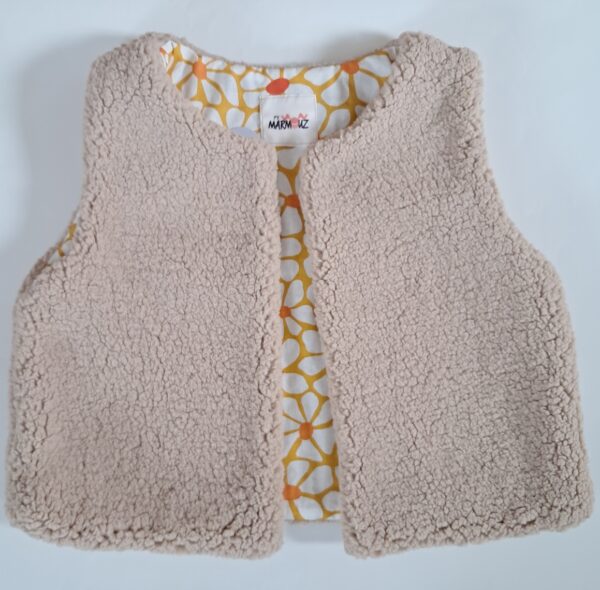Gilet de berger sherpa Ourson / coton imprimé April Curry
