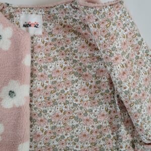 Gilet de berger sherpa mouton Jexy / coton imprimé Kalmia Beige-Rose Thé
