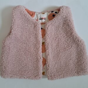 Gilet de berger sherpa rose / coton imprimé Satsuma