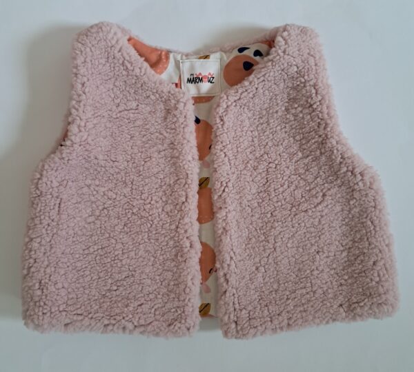 Gilet de berger sherpa rose / coton imprimé Satsuma