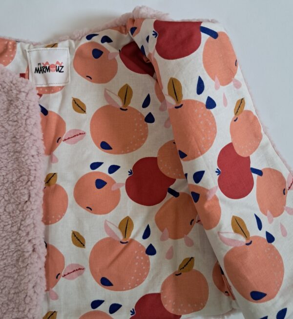 Gilet de berger sherpa rose / coton imprimé Satsuma – Image 2