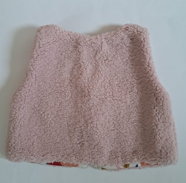 Gilet de berger sherpa rose / coton imprimé Satsuma – Image 3