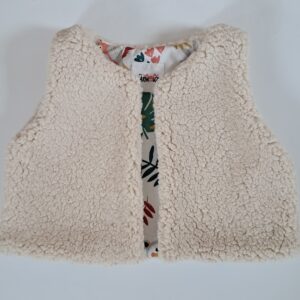 Gilet de berger sherpa Ecru / coton imprimé Payadi