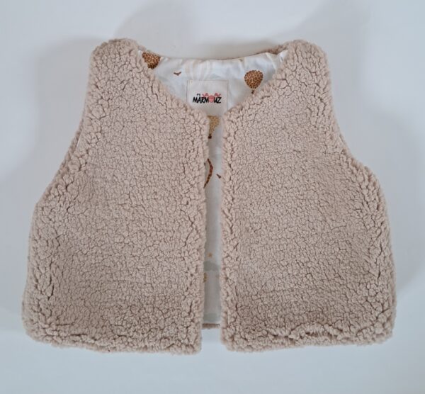 Gilet de berger sherpa Ourson / coton imprimé Montgolfières
